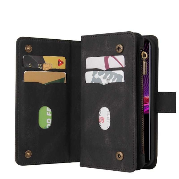 Xperia 1 III multifunktionelt pung etui Lynlås 13-rum Black