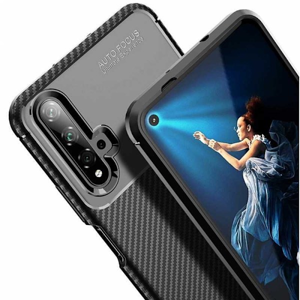 Huawei Nova 5T Shockproof Slim Cover FullCarbon V4 Black