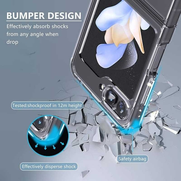 Samsung Z Flip 5 iskuja vaimentava kotelo Simple Transparent