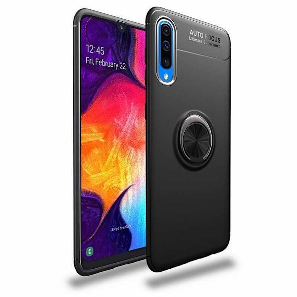 Samsung A50 praktisk stødsikkert cover med ringholder V3 (SM-A505FN) Black