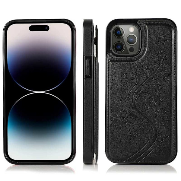 iPhone 15 Pro Stöttåligt Skal Korthållare 3-FACK Flippr V2 Svart Svart