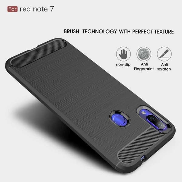 Xiaomi Redmi Note 7 Iskunkestävä SlimCarbon-kuori Black