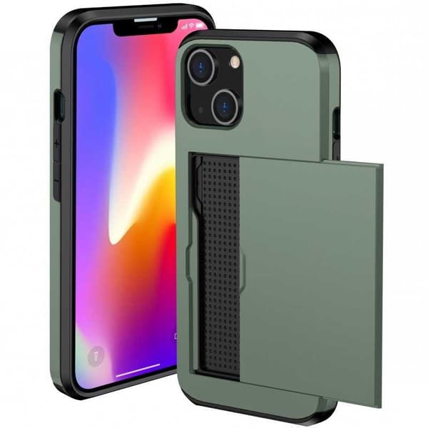 iPhone 13 Mini Stöttåligt Skal Kortfack StreetWise - Grön