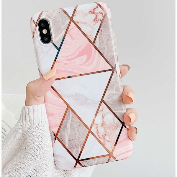 iPhone XS / X Stilfuldt Marble Cover Premium Pink