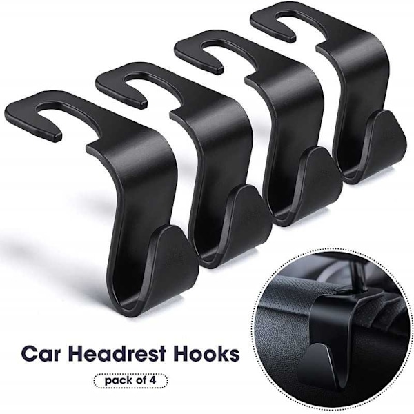 2-PACK Hook Auton istuimet Tuolin koukku Black