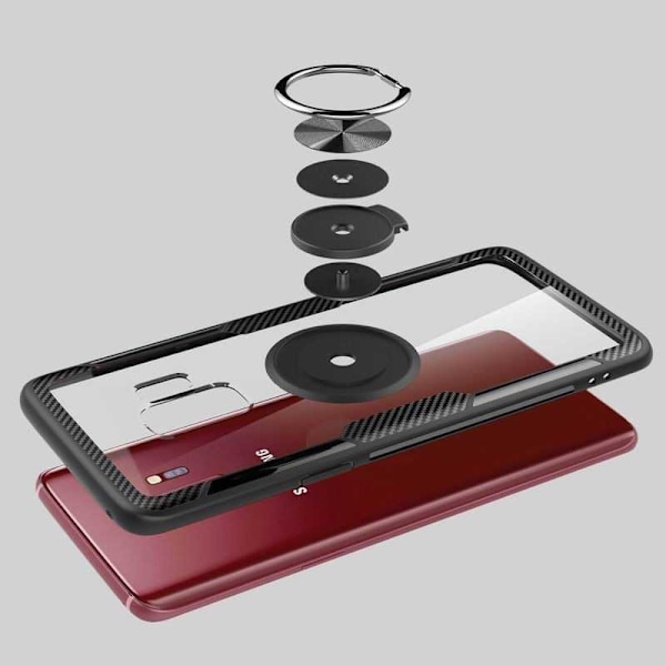 Samsung S9 Praktisk Stöttåligt Skal med Ringhållare V4 Svart
