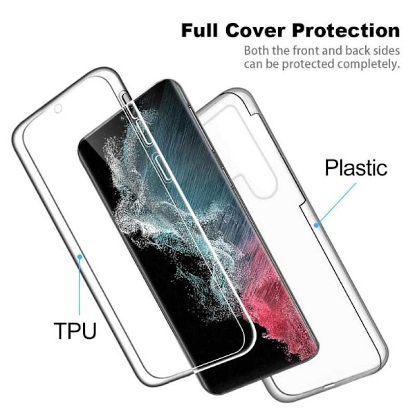 360° fuld dækning & stødabsorberende etui V2 Samsung S22 Ultra Transparent