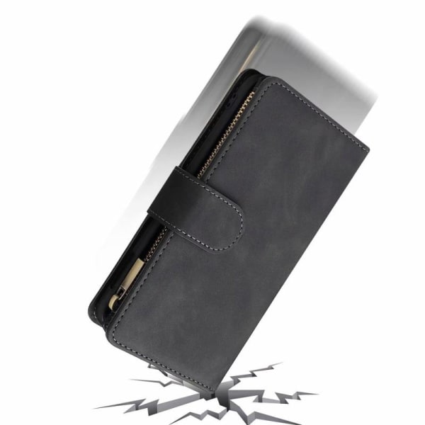 Samsung S10e multifunksjonell lommebokveske glidelås 8-lomme Black