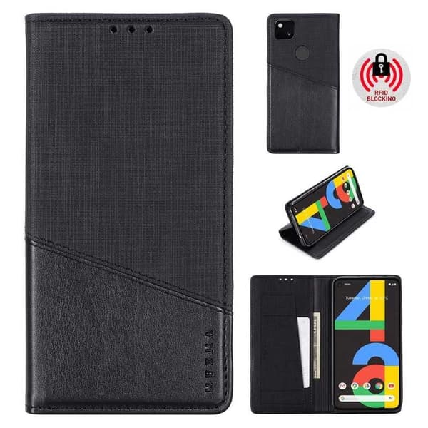 Google Pixel 4a 5G elegantti PU-nahkakotelo RFID-estolla Black