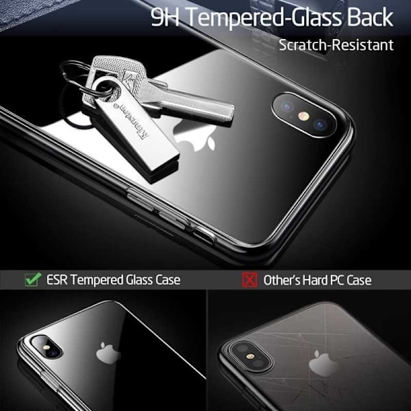 iPhone XR stødabsorberende skal 9H hærdet glas bagside af glas Transparent