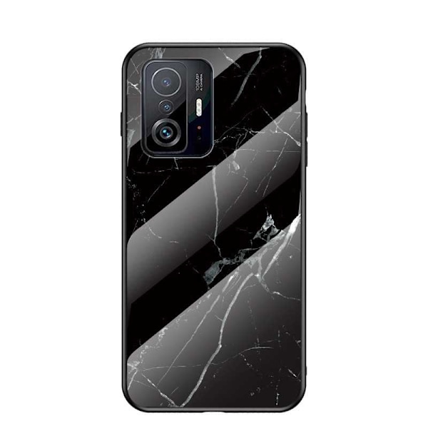 Xiaomi Mi 11T / 11T Pro Marble Shell 9H hærdet glas bagside glas bagside V2 MultiColor Svart/Guld