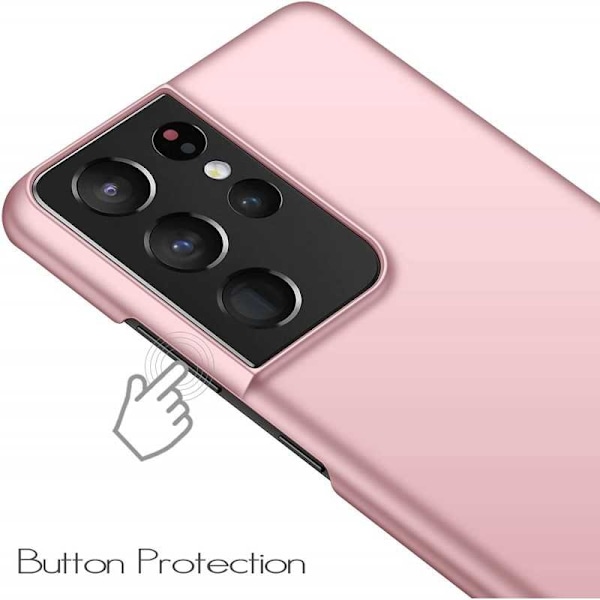 Samsung S21 Ultra Ultratunn Gummibelagd Mattsvart Skal Basic V2 Pink gold