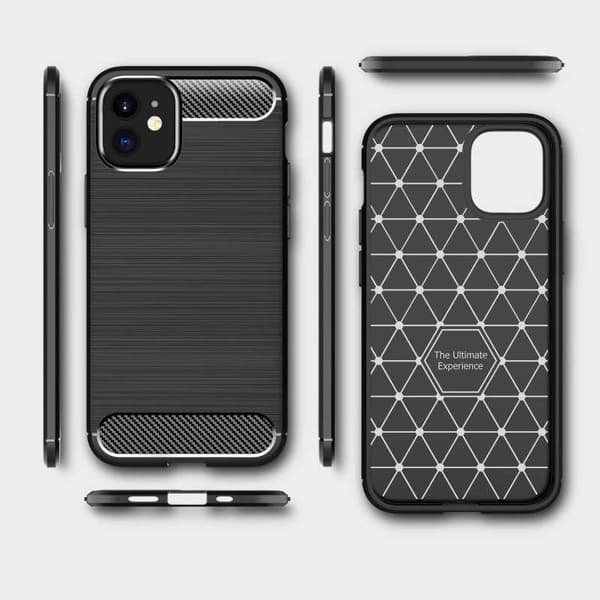 iPhone 12 Mini Iskunkestävä SlimCarbon -kotelo Black