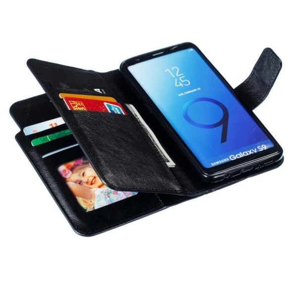 Käytännöllinen Samsung S9 -lompakkokotelo, jossa 12-taskuinen Ar Black
