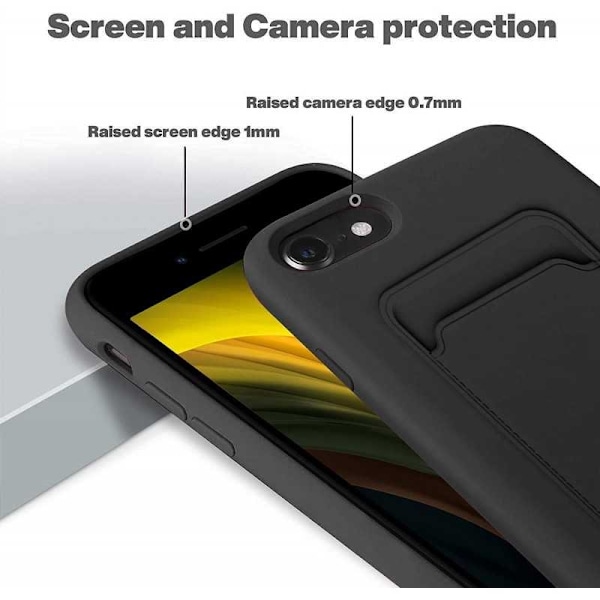iPhone 7 / 8 / SE (2020 ja 2022) Kumitettu Iskunkestävä Kotelo Korttilokeron Liquid Svart