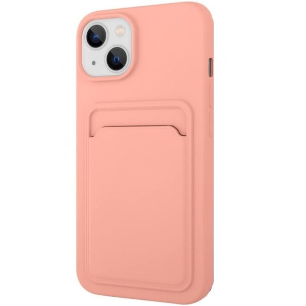 iPhone 13 Gummiert Støtsikker Veske med Kortrom Liquid Pink