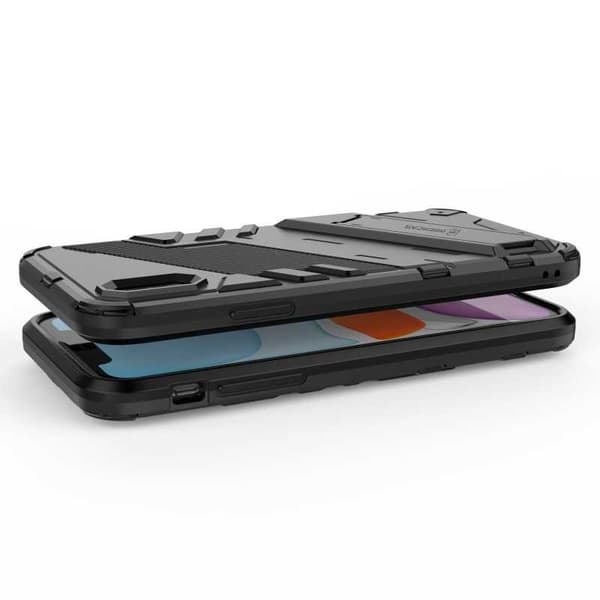 iPhone X / XS Iskunkestävä kotelo jalustalla ThinArmor V2 Mörkgrön