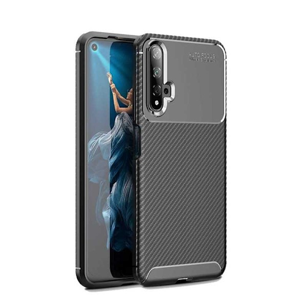 Huawei Nova 5T Iskunkestävä ohut suojus FullCarbon V4 Black