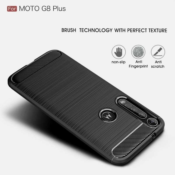 Motorola Moto G8 Plus Iskunkestävä SlimCarbon-kuori Black