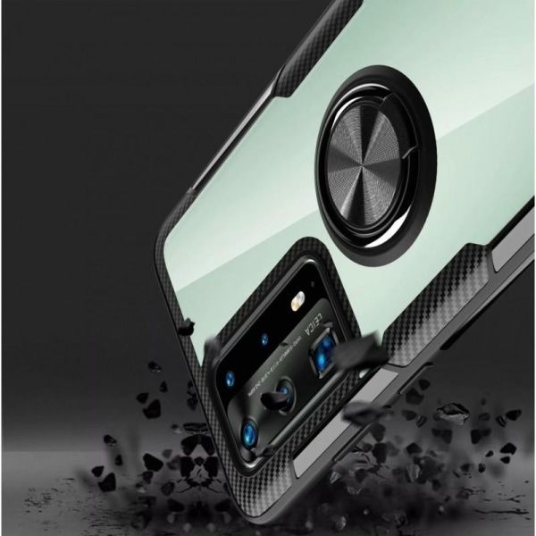 Huawei P40 Pro Praktisk stødsikkert cover med ringholder V2 Black