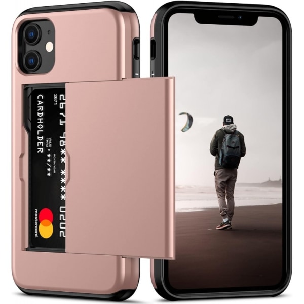 iPhone 11 Iskunkestävä kansikorttikotelo StreetWise - Rose Gold