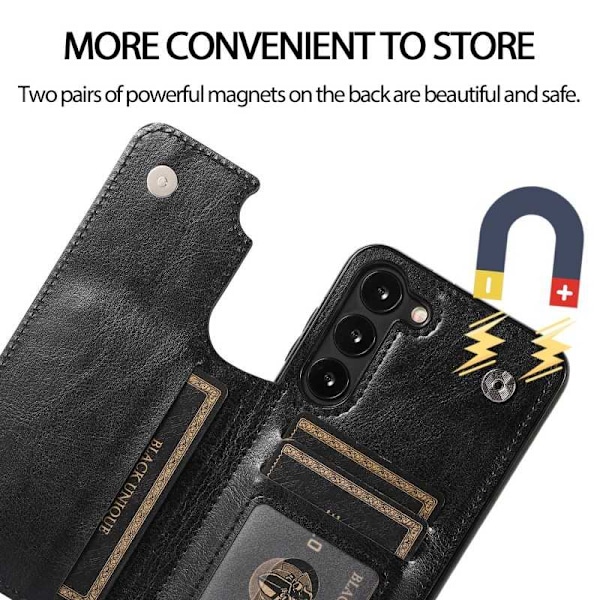 Samsung S23 Plus stødsikker dækselkortholder 3-POCKET Flippr Black