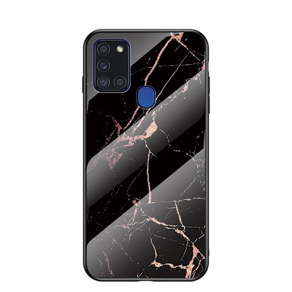 Samsung A21s Marmorskal 9H Härdat Glas Baksida Glassback V2 Green Emerald Green