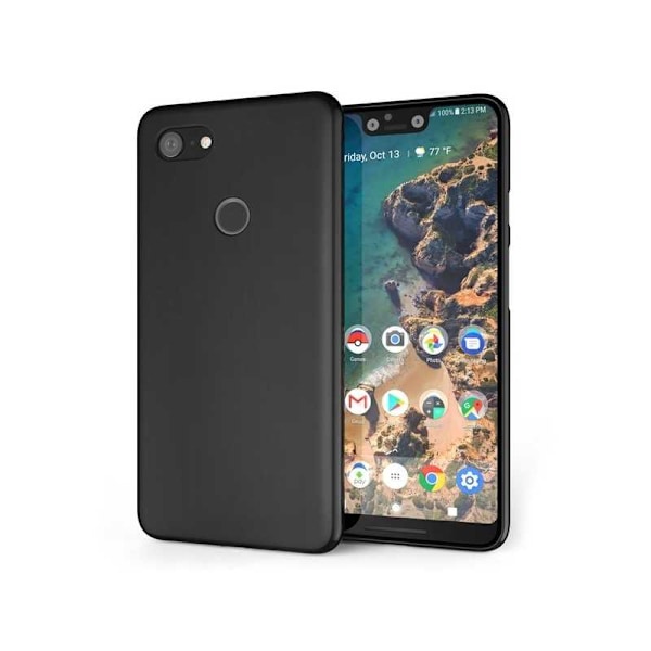 Google Pixel 3:n erittäin ohut kuminen mattamusta kansi Svart