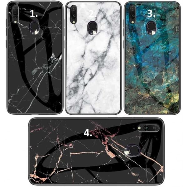 Samsung A20e Marble Shell 9H Tempered Glass Back Glassback V2 White Variant 2