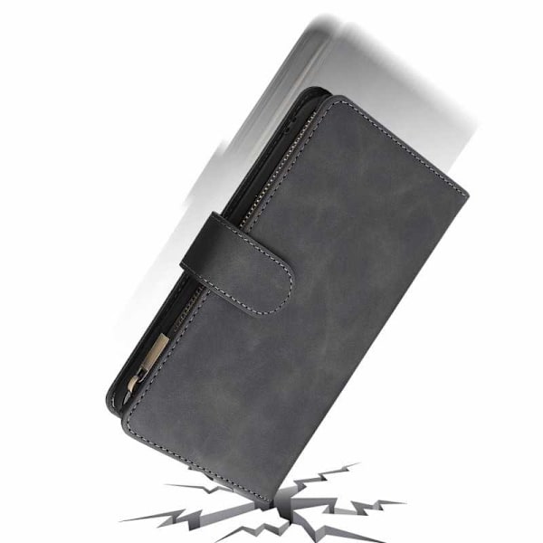 iPhone 7 Plus / 8 Plus Multifunktionellt Plånboksfodral Zipper 8-Fack Svart