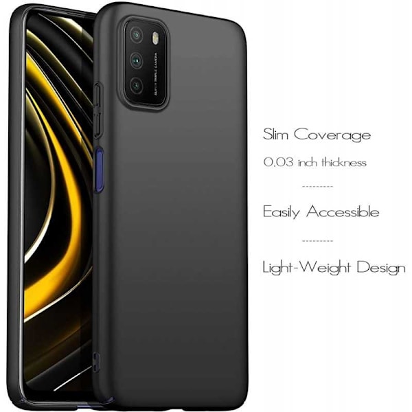 Xiaomi Poco M3 Erittäin ohut kumipinnoitettu mattamusta Cover Basic V2 Black