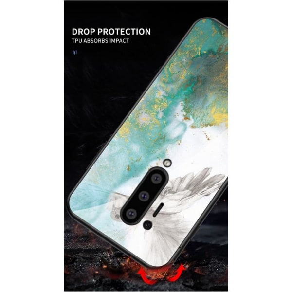 OnePlus 8 Pro Marble Shell 9H hærdet glas bagside glas bagside V Green Emerald Green