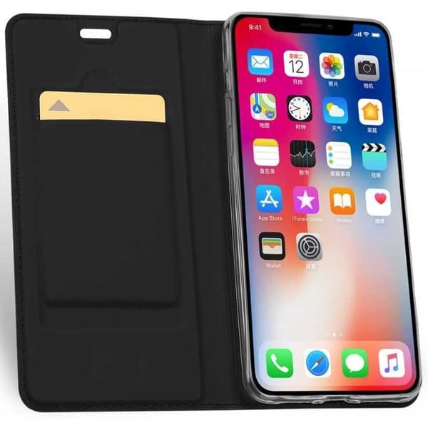 iPhone XR Flip Case Skin Pro korttilokerolla Black