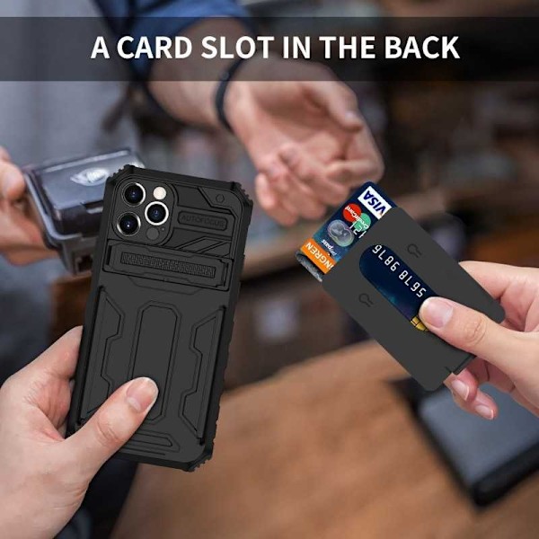 iPhone 12 Pro Max Stöttåligt Skal Kickstand & Kortfack ThinArmor V3 Svart