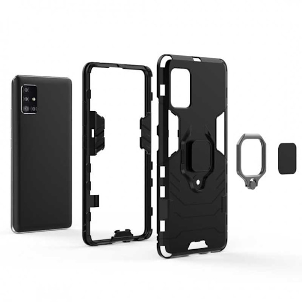 Samsung A41 iskunkestävä kotelo ThinArmor sormustelineellä Black