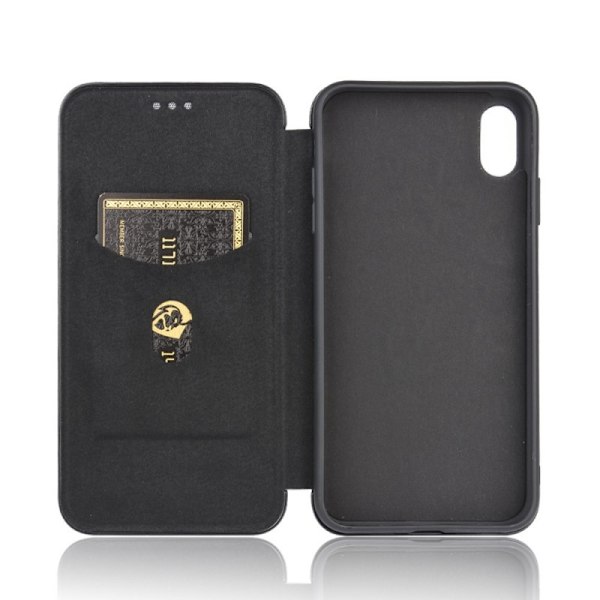 iPhone XS Max Flip Case Kortrum CarbonDreams Black