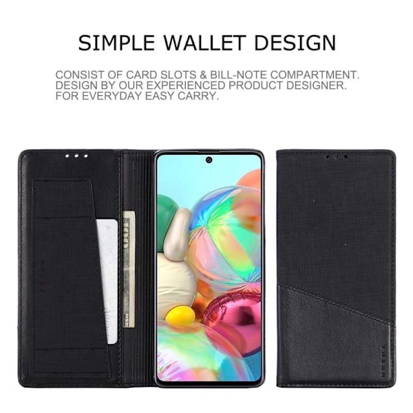 Samsung A71 Elegant Fodral i PU-Läder med RFID Block Svart