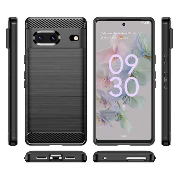 Google Pixel 7a Stöttåligt Skal SlimCarbon Black