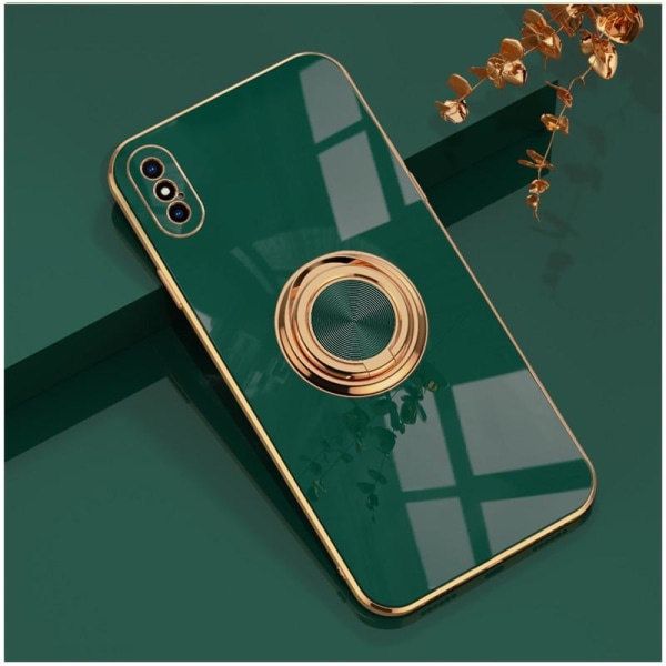 iPhone XS Max Elegant & Stöttåligt Skal med Ringhållare Flawless Mörkgrön