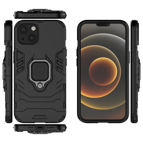 iPhone 13 Mini iskunkestävä kotelo rengaspidikkeellä ThinArmor Black