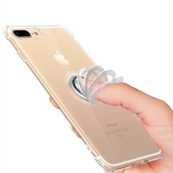 iPhone 7 stødsikkert cover med ringholder frisk Transparent