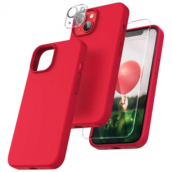 Gummibelagt stilfuldt cover 3in1 iPhone 15 Plus - Rød