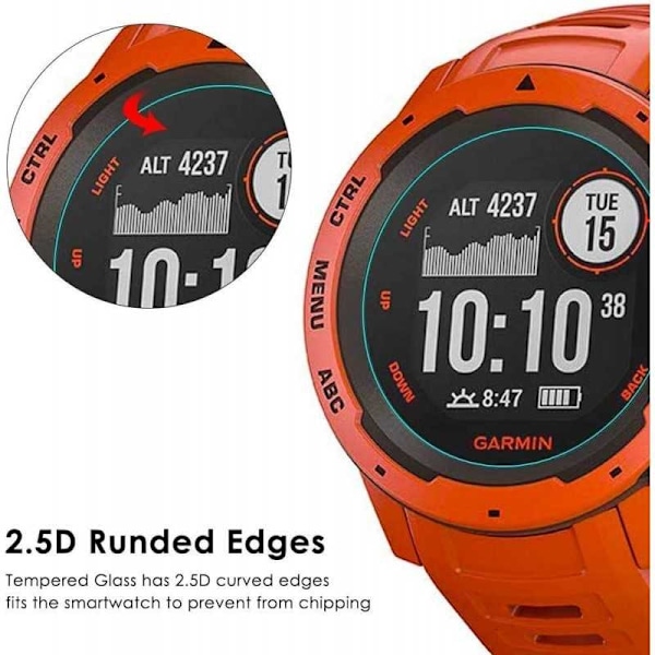 2-PAK Garmin Instinct hærdet glas 0,2 mm 9H 2,5D Transparent