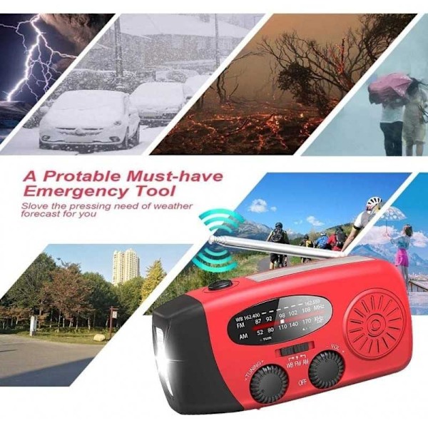 Krankradio med solceller Lommelygte - 1200mAh Powerbank Green