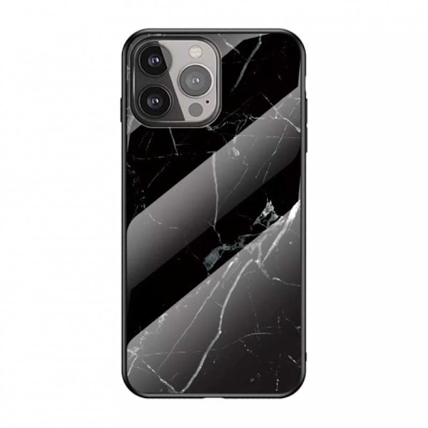 iPhone 13 Pro Max Marmorskal 9H Härdat Glas Baksida Glassback V2 MultiColor Svart/Guld