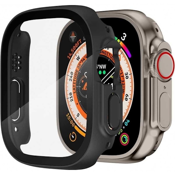 2in1 Stötdämpande Skal 9H Härdat Glas Apple Watch Ultra 1/2 (49mm) - Svart