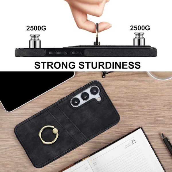 Samsung S23 Plus -matkapuhelimen suojakuori korttitelineellä Retro V4 Svart