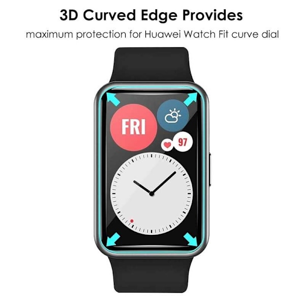 Huawei Watch Fit FullFrame 3D Hærdet glas 0,26 mm 9H Transparent