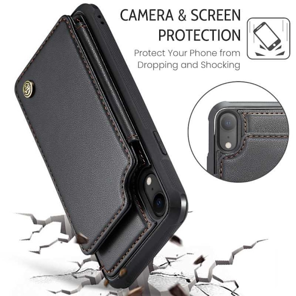 CaseMe Stöttåligt Skal Korthållare Stativ 4-Fack iPhone XR Svart