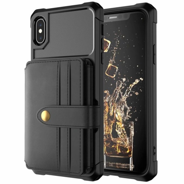 iPhone XS Max Shockproof Premium Cover 11-SLOT Solid V4 Black